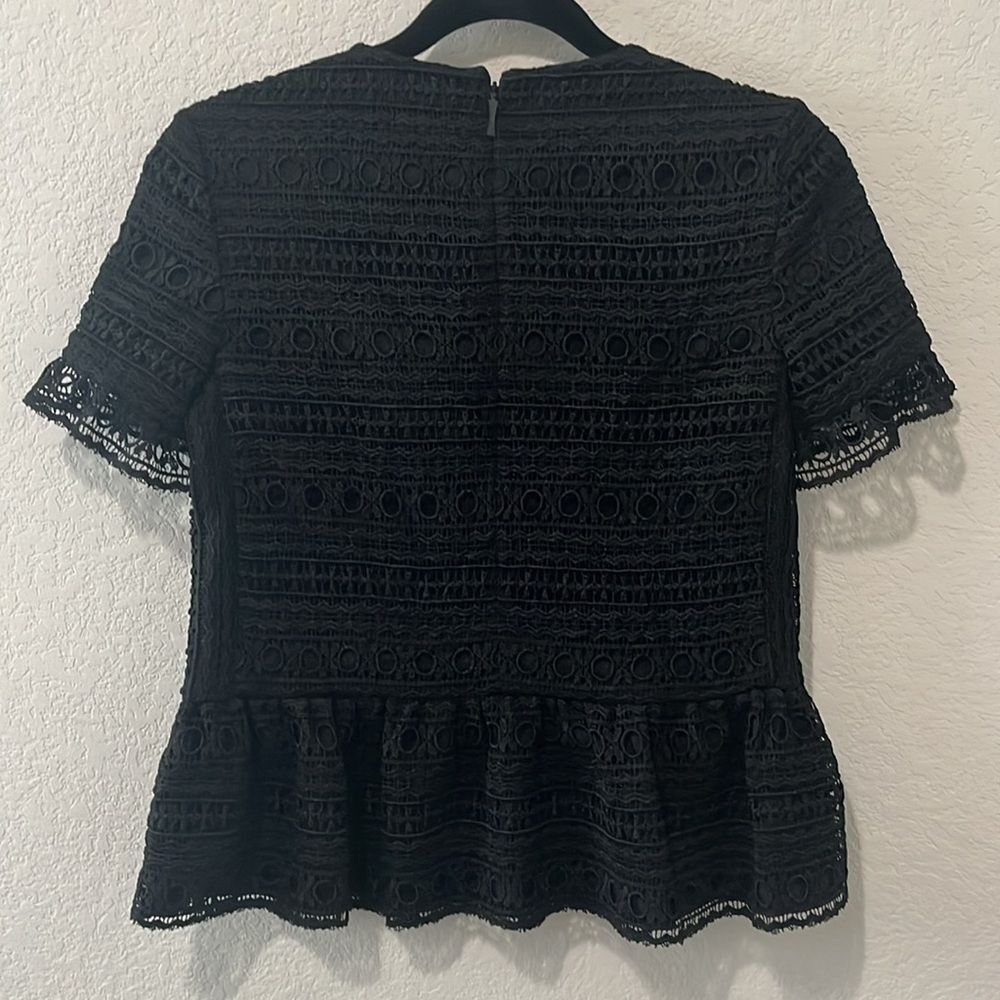 KATE SPADE Black Peplum Lace Blouse, Size XXS (Fits XXS/XS/S) - Picture 7 of 7